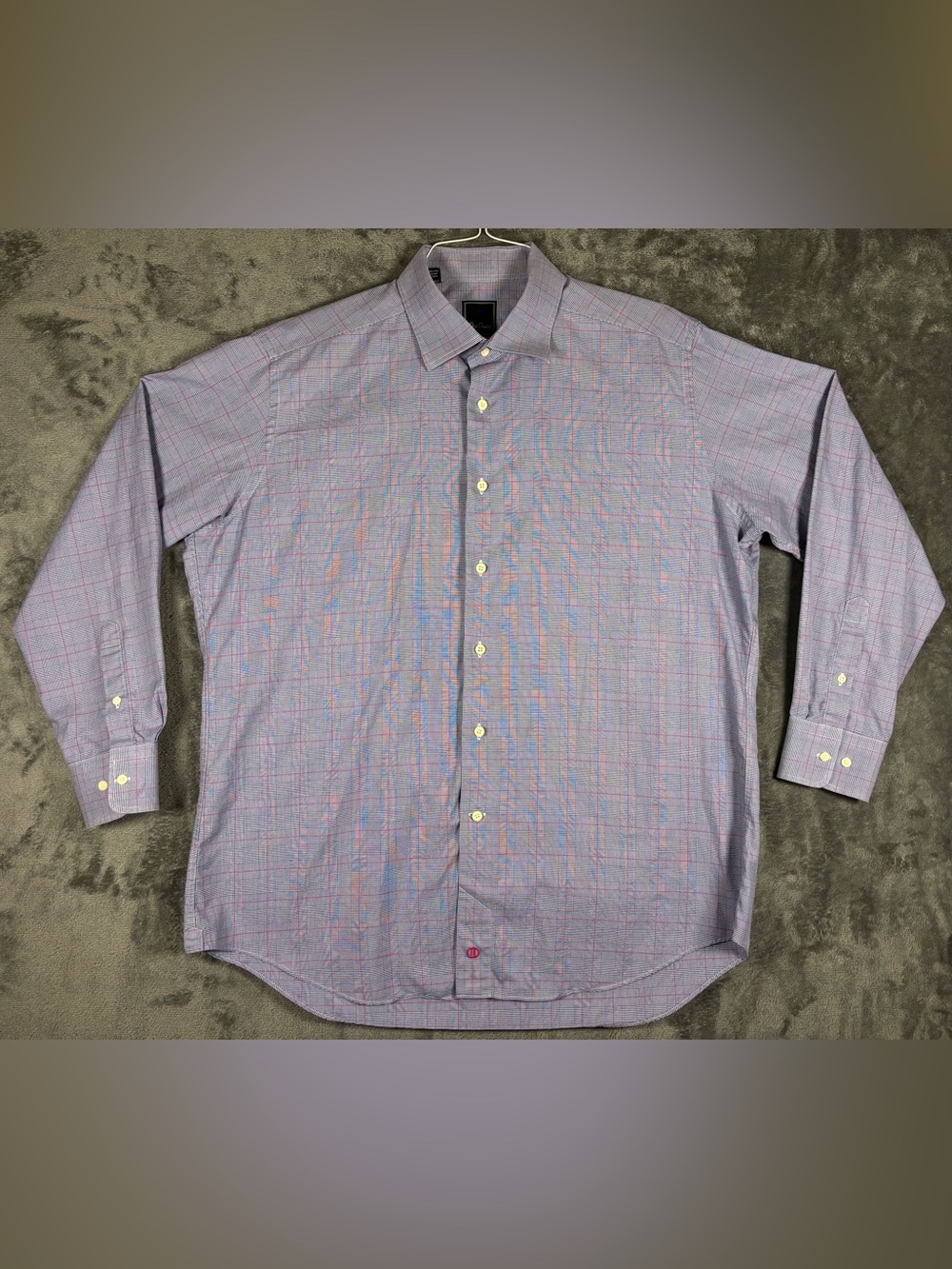 David Donahue Mens Plaid Dress‎ Shirt Size 18, 34-35 100% Cotton Long Sleeve